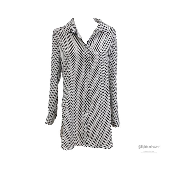Como Vintage Black White Polk Dot Tunic Blouse S - Picture 2 of 12